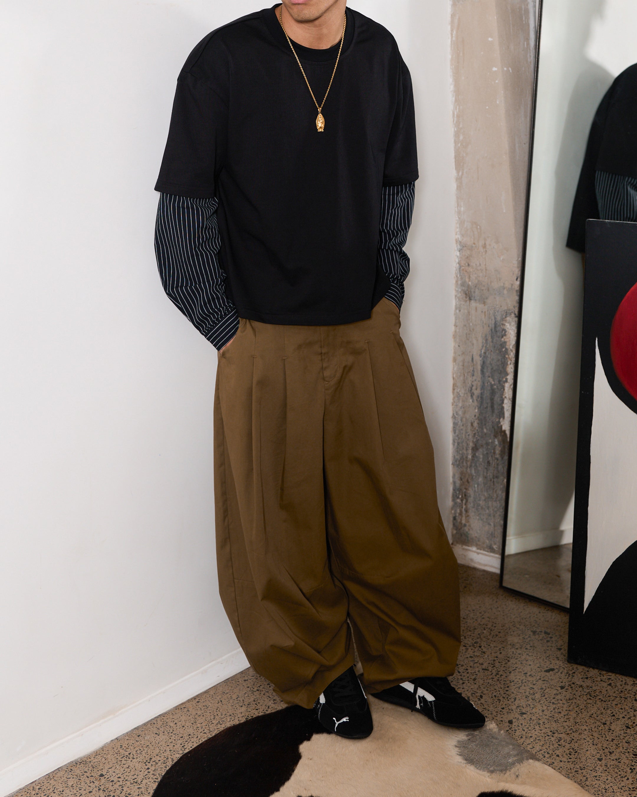 SHIBUYA Pleated Trouser (Olive Brown) – PREMIUM© – Luxury Streetwear