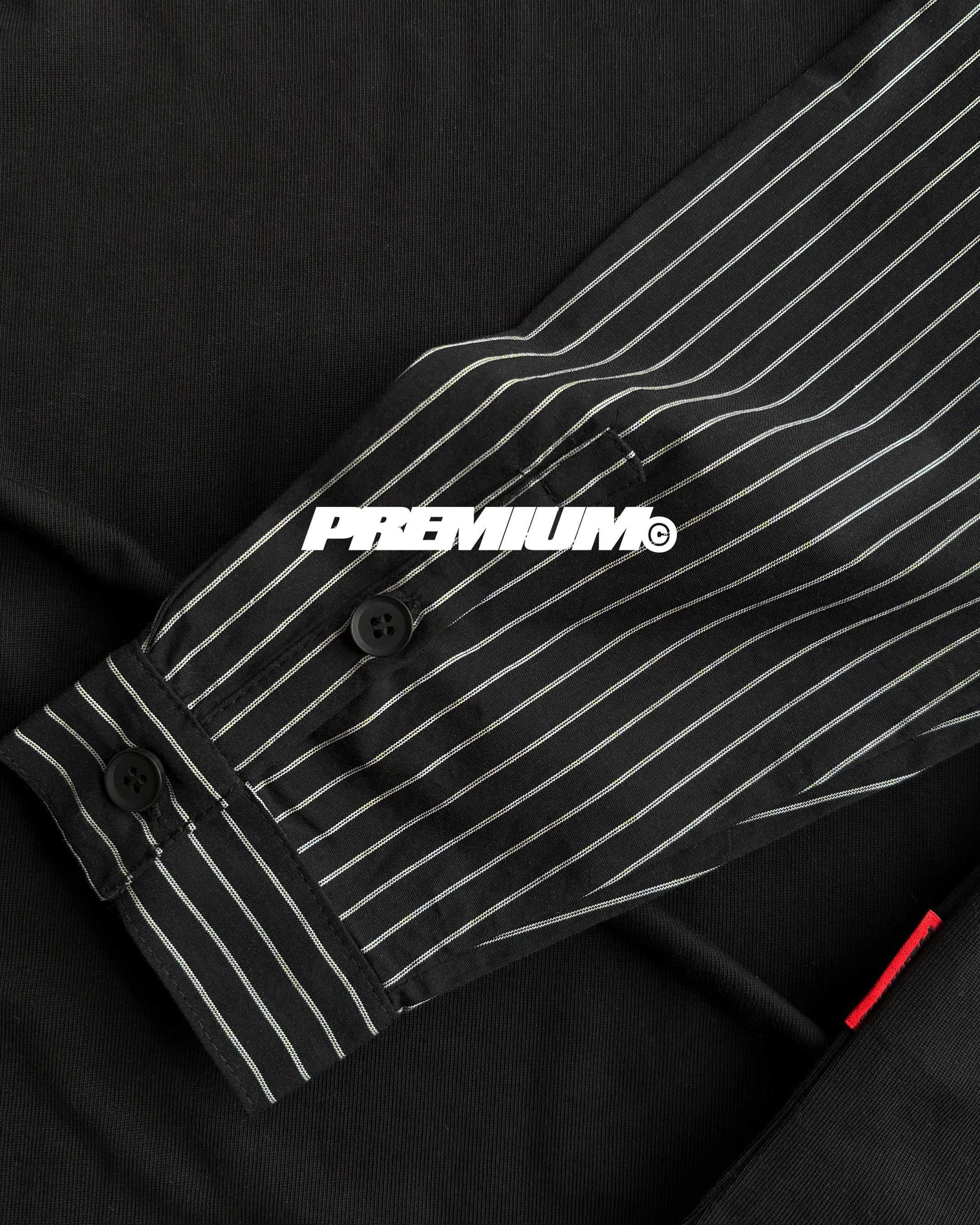 PINSTRIPE Layered T-Shirt (Black)