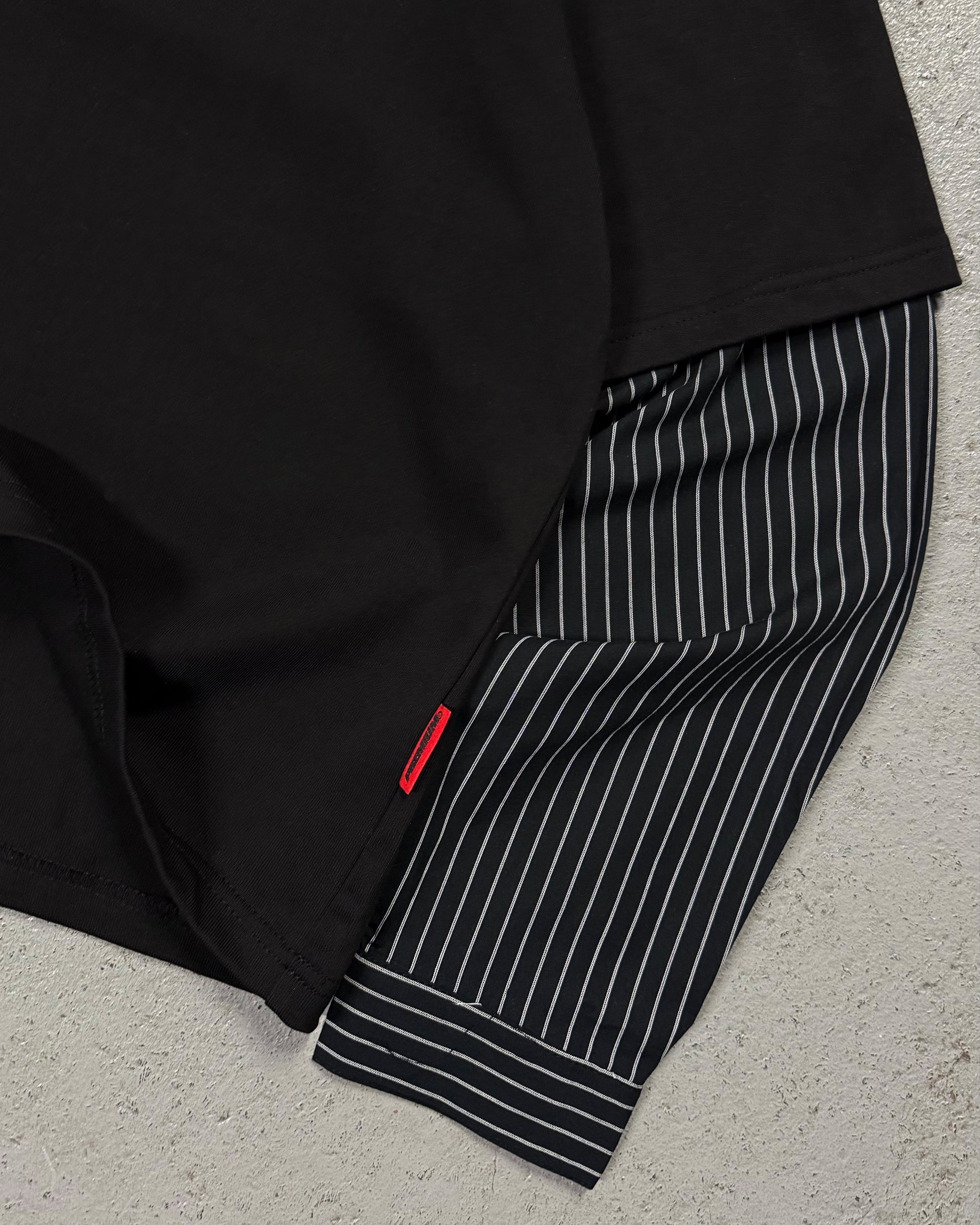PINSTRIPE Layered T-Shirt (Black)