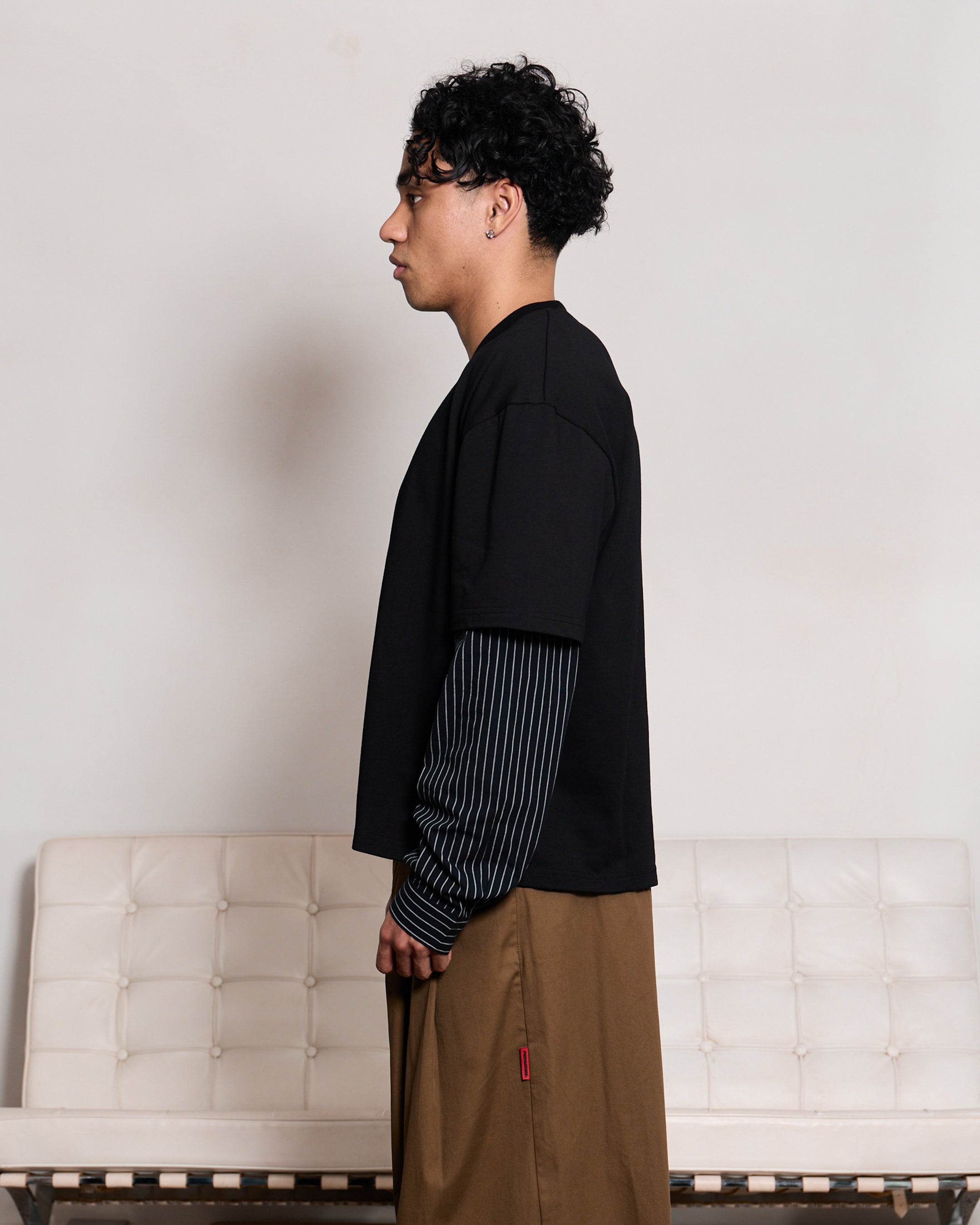 PINSTRIPE Layered T-Shirt (Black)
